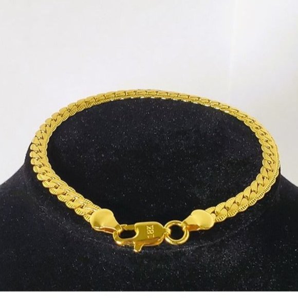 8" Womens 18K Gold Chain Link Bracelet 8 inch 18 Karat Silver Stamped Jewelry - Picture 5 of 9